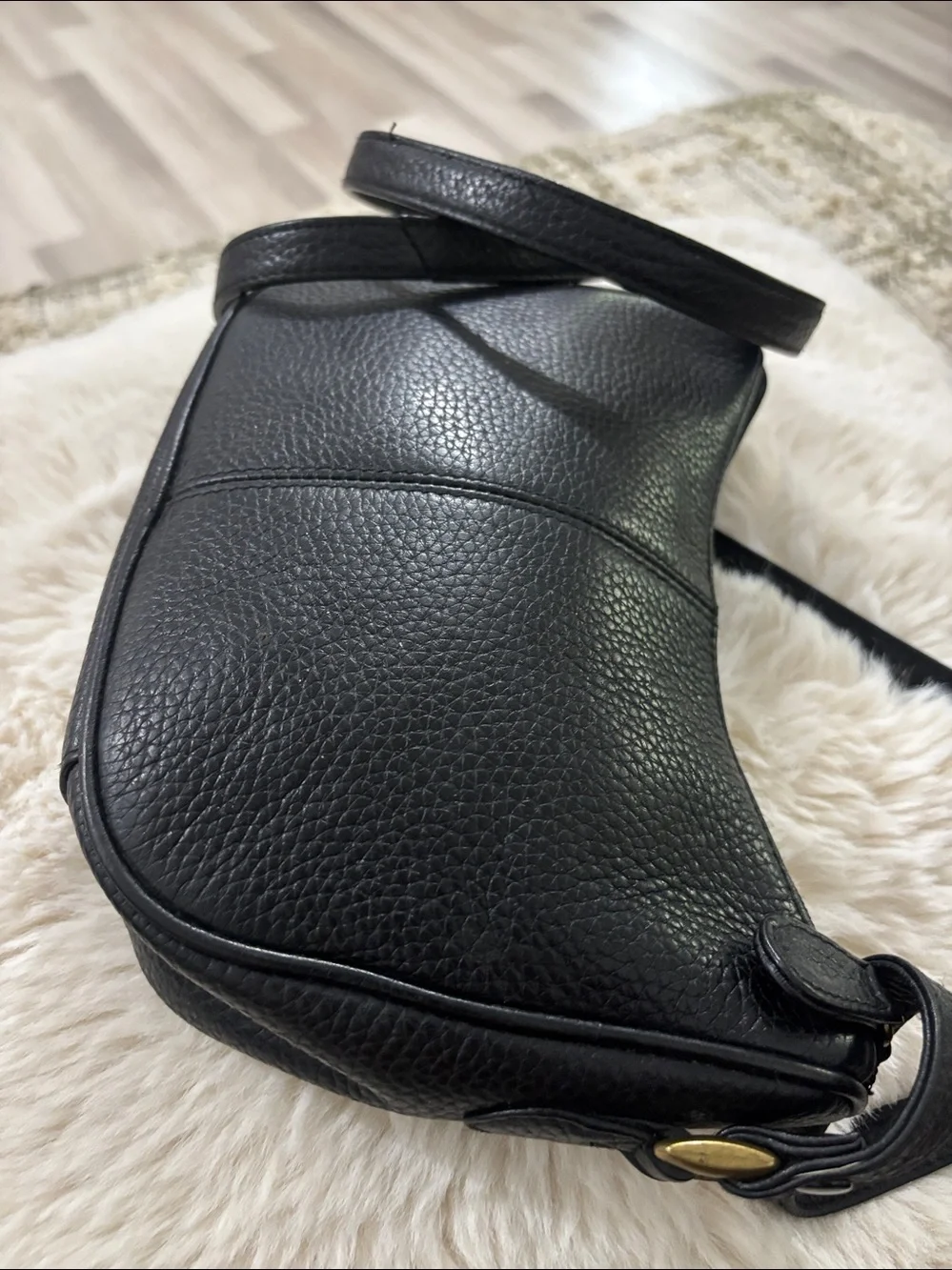 Vtg Etienne Aigner Black Leather Y2K Crossbody Shoulder Bag